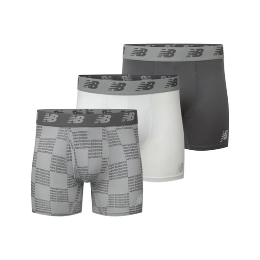 Men Mens Premium 6 Inch Boxer Brief with Fly 3 Pack / New Balance