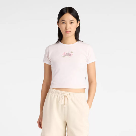 Women Linear Rose Baby Doll T-Shirt / New Balance