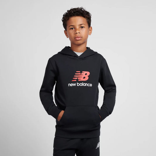 Kids Brush Back Stacked Logo Hoodie / New Balance