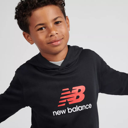 Kids Brush Back Stacked Logo Hoodie / New Balance
